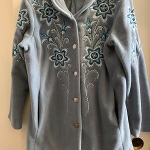 Bob Mackie Gray Floral Embroidered Cardigan